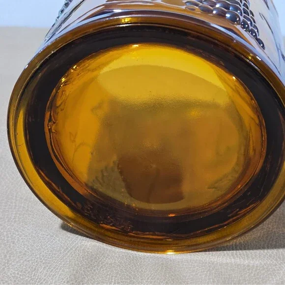 Indiana Glass Amber Marigold Carnival Glass Canister Jar & Lid Harvest Grape - Picture 4 of 10